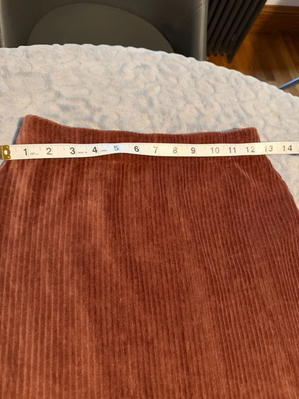 Free People Ribbed Pencil Skirt in Rust